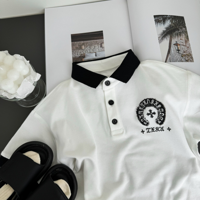 Polo pentru copii, mâneci scurte, stofă tricotată, stil K, vara 2025