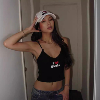 Camisolă din bumbac pentru femei, stil sling, croială Slim, lungime scurtă, model 3D