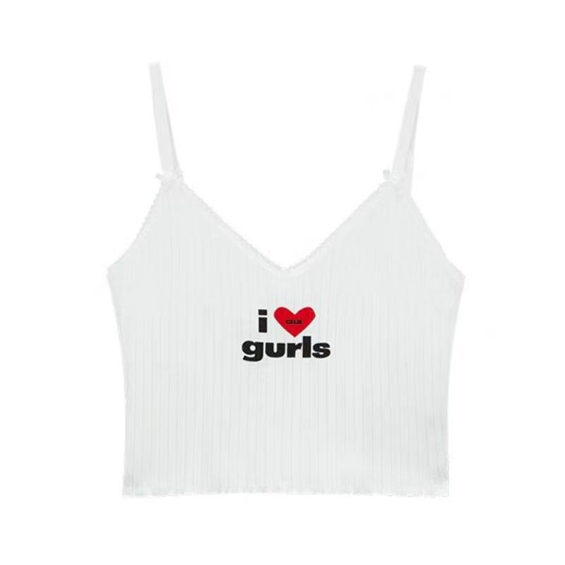 Camisolă din bumbac pentru femei, stil sling, croială Slim, lungime scurtă, model 3D