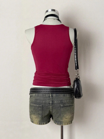 Spagettipántos top - karcsú fazon, virágos minta, poliészter ≥95%, dupla pánt