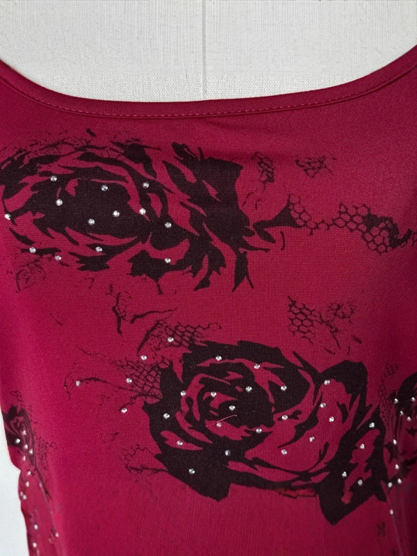 Spagettipántos top - karcsú fazon, virágos minta, poliészter ≥95%, dupla pánt