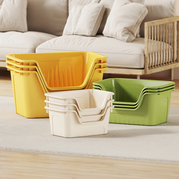 Μεγάλο Κουτί Γάτας για Τουαλέτα, Ανοικτού Τύπου, Τετράγωνο Σχήμα, Υλικό PP, Αντι-Οσμές, Αντι-Πιτσιλιχές