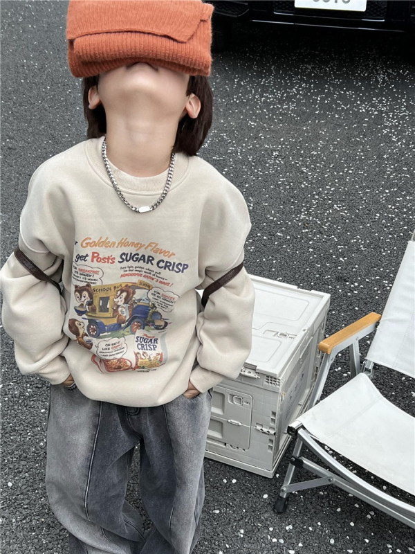 Unisex dječja duksa s kapuljom, fleece podstava, korejski stil, 90% pamuk, debeli materijal, dugi rukavi