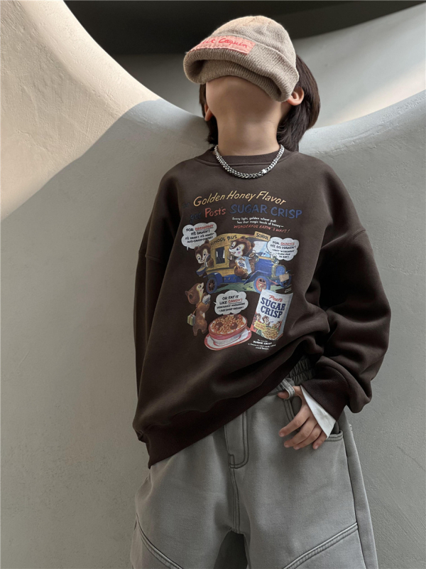Unisex dječja duksa s kapuljom, fleece podstava, korejski stil, 90% pamuk, debeli materijal, dugi rukavi