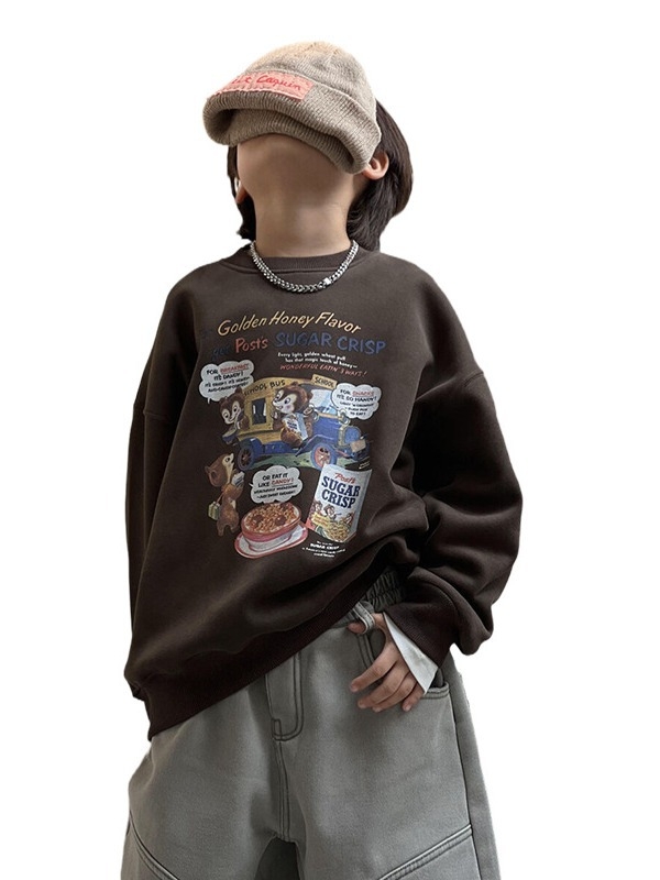Unisex dječja duksa s kapuljom, fleece podstava, korejski stil, 90% pamuk, debeli materijal, dugi rukavi