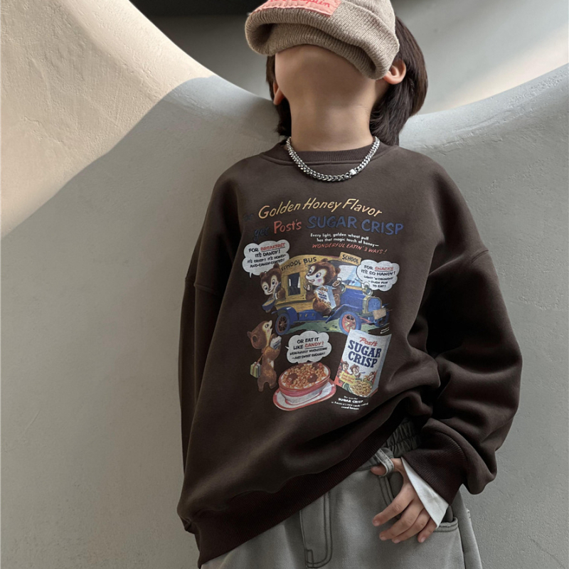 Unisex dječja duksa s kapuljom, fleece podstava, korejski stil, 90% pamuk, debeli materijal, dugi rukavi