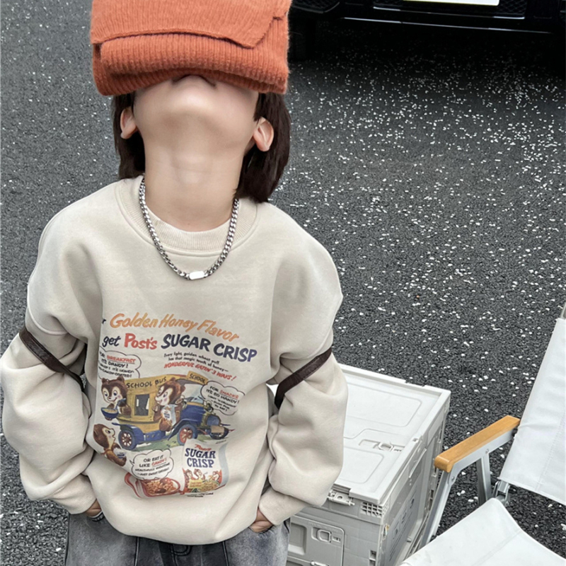 Unisex dječja duksa s kapuljom, fleece podstava, korejski stil, 90% pamuk, debeli materijal, dugi rukavi