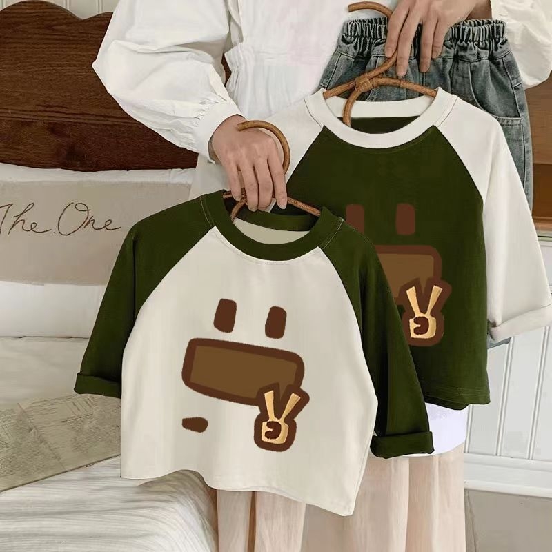 Dječja unisex T-majica s dugim rukavima, 95% pamuk, korejski stil, karikatura uzorak, za uzrast 3–8 godina