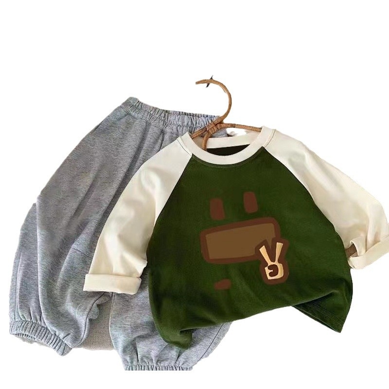 Dječja unisex T-majica s dugim rukavima, 95% pamuk, korejski stil, karikatura uzorak, za uzrast 3–8 godina
