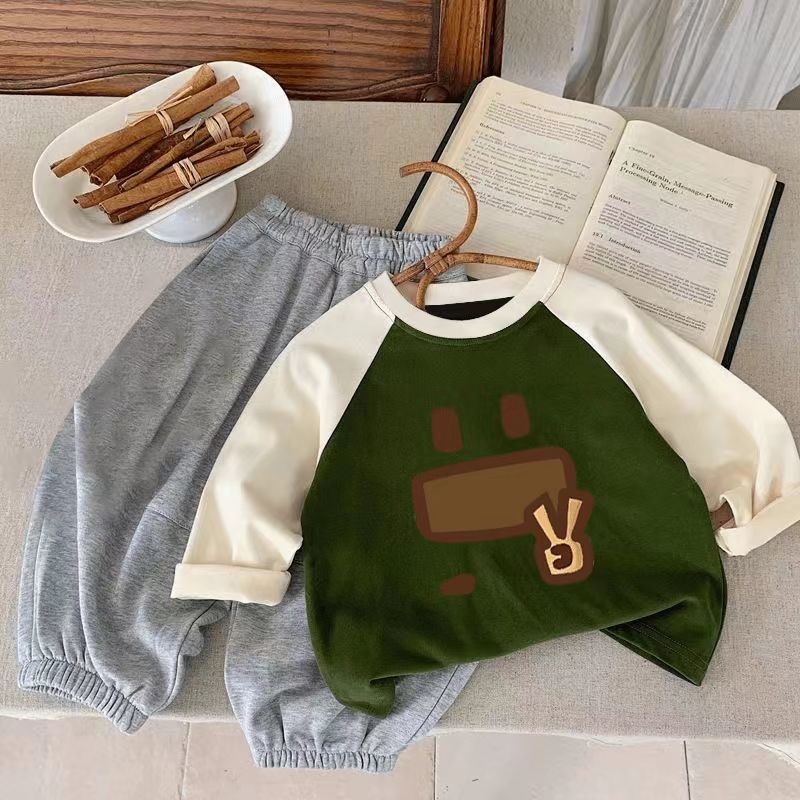 Dječja unisex T-majica s dugim rukavima, 95% pamuk, korejski stil, karikatura uzorak, za uzrast 3–8 godina