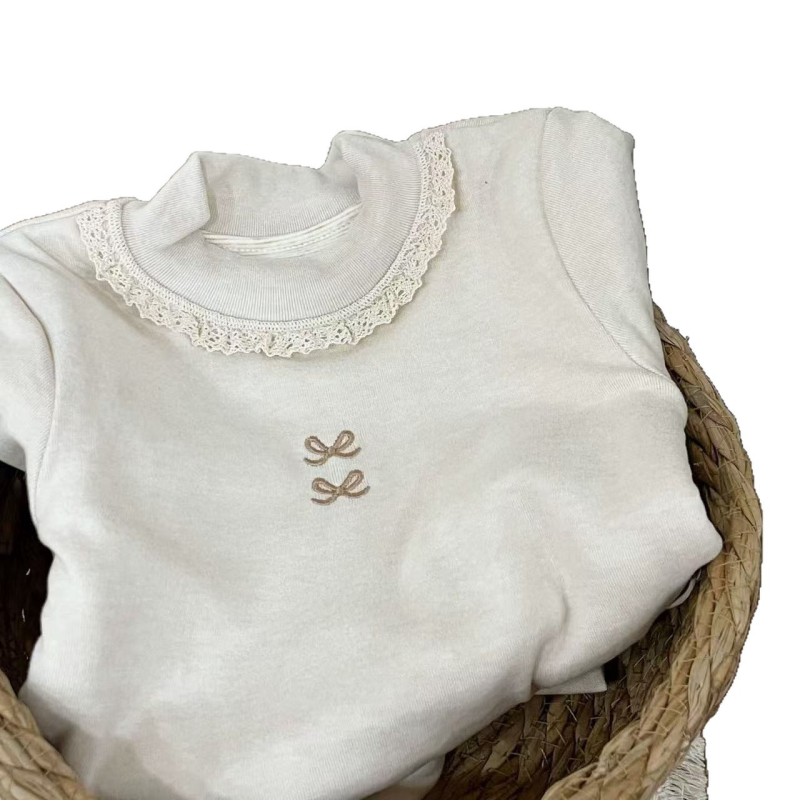 Dječji pamučni osnovni T-shirt za zimu – dugi rukav, bez kapulje, crtani uzorak