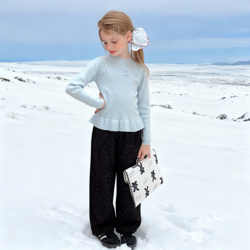 Lányoknak készült alapréteg kötött felső, hosszú ujjú, 100% Andy Velvet, tél 2025, puha anyag