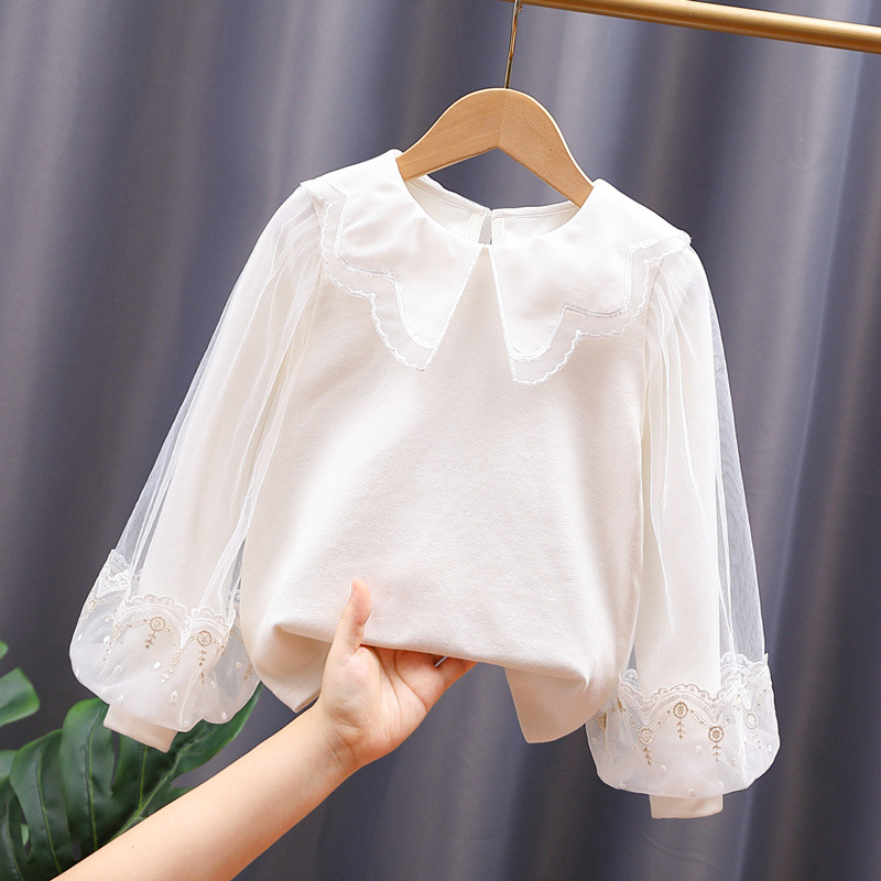 Tricou de fetițe cu mânecă lungă, din bumbac, căptușit cu fleece și guler pătrat; absorbție umidă; 95% bumbac