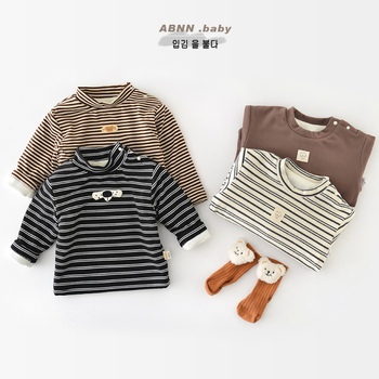 Fleece-béléssel ellátott alapréteg felső - Koreai stílus, téli uniszex, 1–3 év, 95% poliészter