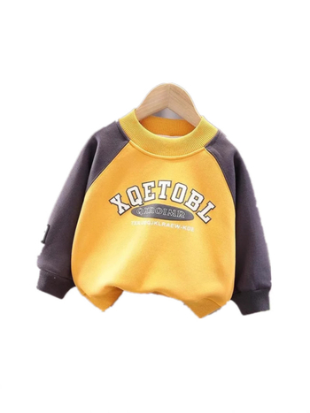 Hanorac pentru copii băieți, cu căptușeală din fleece din bumbac, mâneci lungi, fără glugă, model de iarnă, pentru 3–8 ani