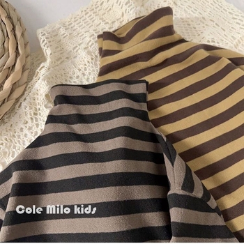 Bluza pentru copii cu guler înalt, mâneci lungi, model dungat, velur moale Derong, 95% poliester, fără glugă, stil coreean