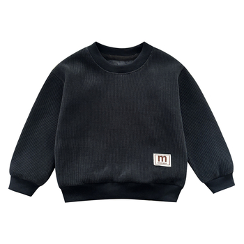Dječji pulover s fleec podstavom, debeli materijal, dugi rukavi, bez kapucje, jesen-zima stil, s slovima