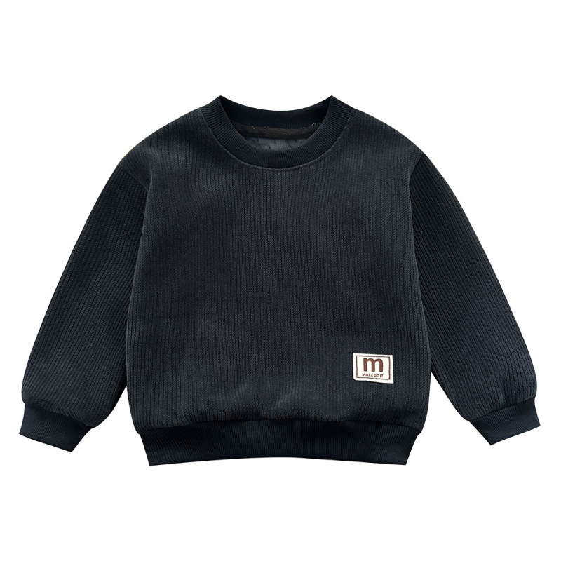 Dječji pulover s fleec podstavom, debeli materijal, dugi rukavi, bez kapucje, jesen-zima stil, s slovima