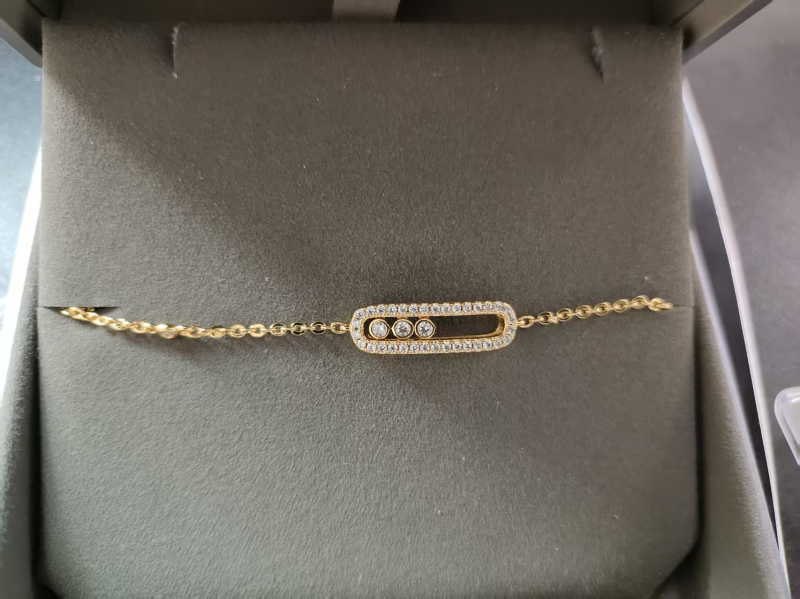 Brățară pentru femei din cupru cu diamante – închidere glisantă, design geometric cu trei diamante, bijuterie la modă elegantă