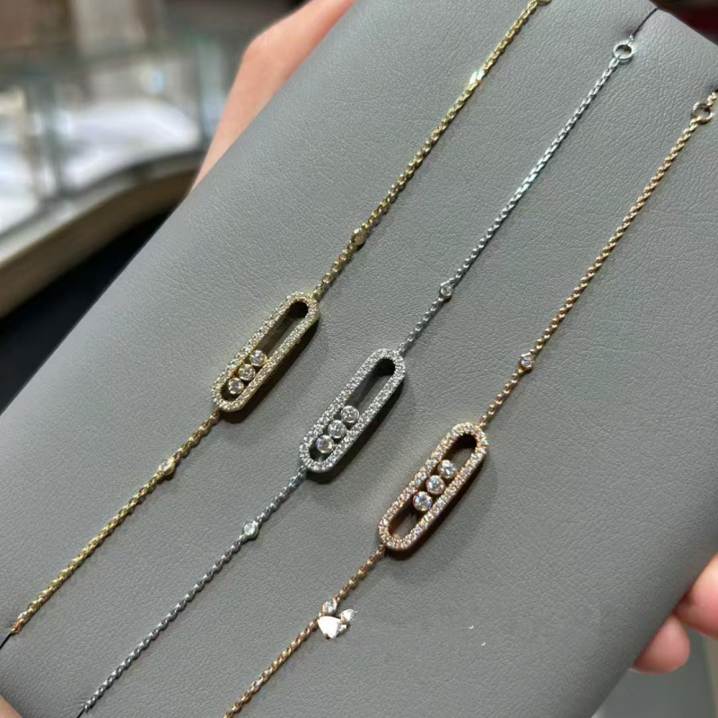 Brățară pentru femei din cupru cu diamante – închidere glisantă, design geometric cu trei diamante, bijuterie la modă elegantă