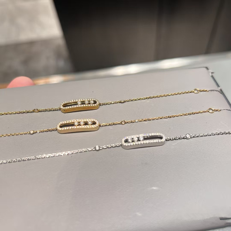 Brățară pentru femei din cupru cu diamante – închidere glisantă, design geometric cu trei diamante, bijuterie la modă elegantă