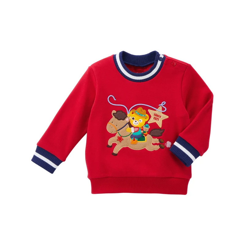 Hanorac pentru copii, panouri colorate, broderie cu urs călare pe cal, mâneci lungi, fleece, 85% bumbac