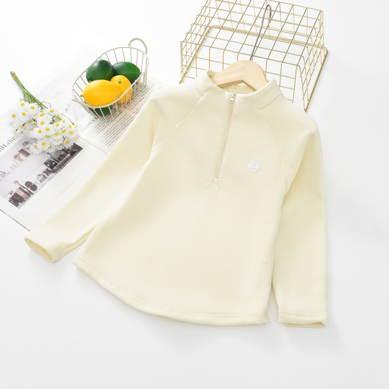 Tricou de bază pentru fete, iarnă, mânecă lungă, guler înalt, fleece autoîncălzit din bumbac, imprimeu cu desene animate