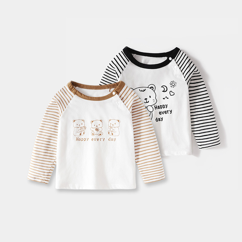 Tricou pentru copii din bumbac, mâneci lungi, unisex, guler rotund, pentru copii de 3–8 ani.