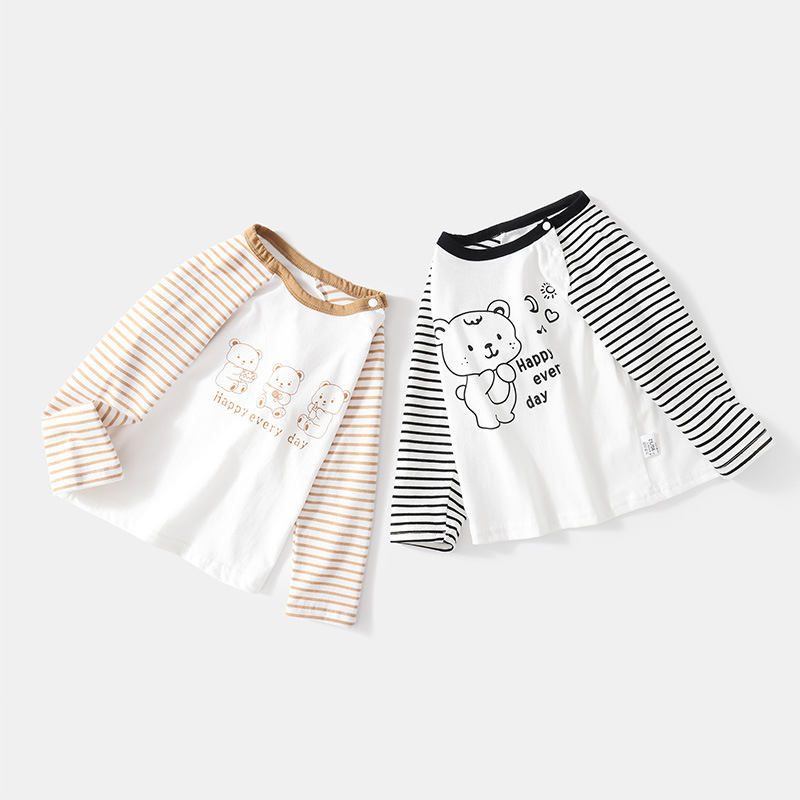 Tricou pentru copii din bumbac, mâneci lungi, unisex, guler rotund, pentru copii de 3–8 ani.