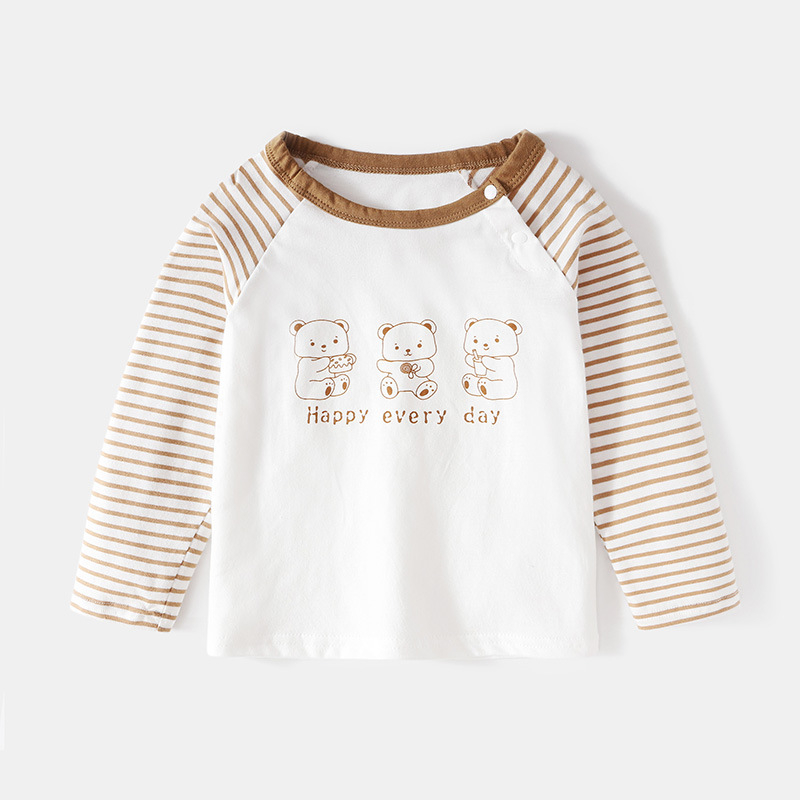 Tricou pentru copii din bumbac, mâneci lungi, unisex, guler rotund, pentru copii de 3–8 ani.