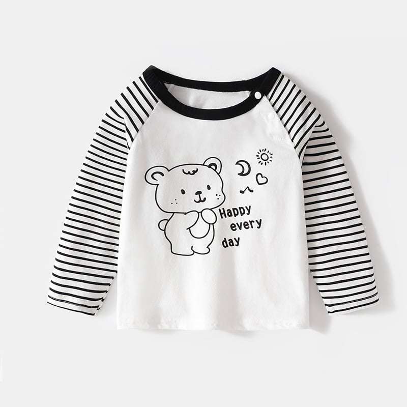 Tricou pentru copii din bumbac, mâneci lungi, unisex, guler rotund, pentru copii de 3–8 ani.