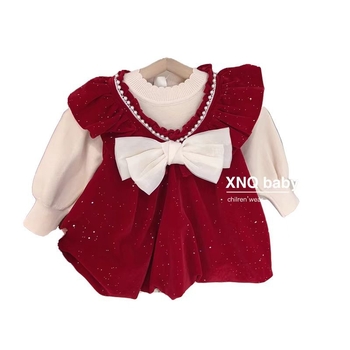 Детска рокля принцеса с дълги ръкави, памучна материя, А-линия, за деца 3–8 години