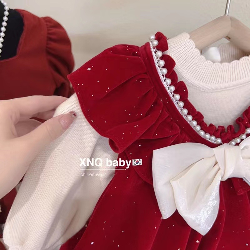 Детска рокля принцеса с дълги ръкави, памучна материя, А-линия, за деца 3–8 години