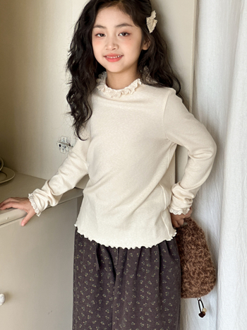 Lányoknak szóló hosszú ujjú pamut felső, koreai stílus, kerek nyakú, 8+ éves gyermekeknek (ősz-tél)