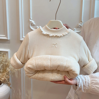 Gyerekeknek készült koreai stílusú háromrétegű quiltelt vastag pulóver, hosszú ujjú, cartoon mintával