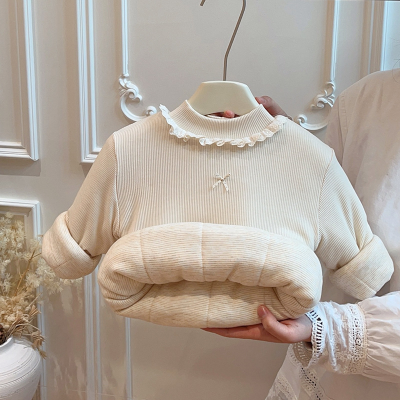 Gyerekeknek készült koreai stílusú háromrétegű quiltelt vastag pulóver, hosszú ujjú, cartoon mintával