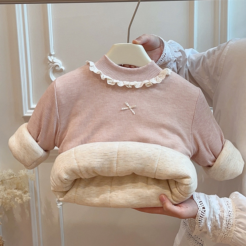 Gyerekeknek készült koreai stílusú háromrétegű quiltelt vastag pulóver, hosszú ujjú, cartoon mintával