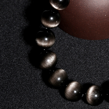 Brățară Obsidian – lustruită, unisex, stil etnic, retro literar
