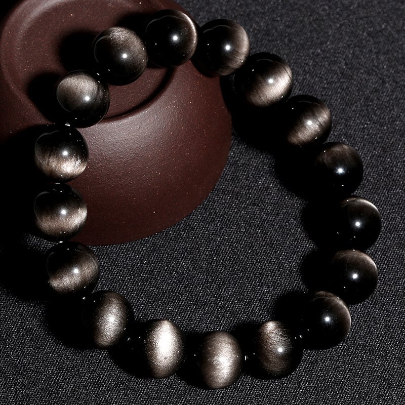 Brățară Obsidian – lustruită, unisex, stil etnic, retro literar