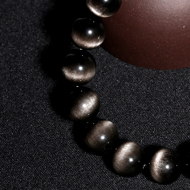 Brățară Obsidian – lustruită, unisex, stil etnic, retro literar