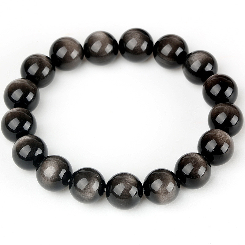 Brățară Obsidian – lustruită, unisex, stil etnic, retro literar