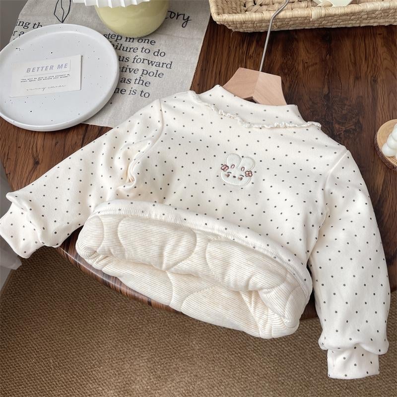 Kislányok téli pamut felsője félmagas gallérral, fleece-beléssel, koreai stílusban, 3–8 éveseknek
