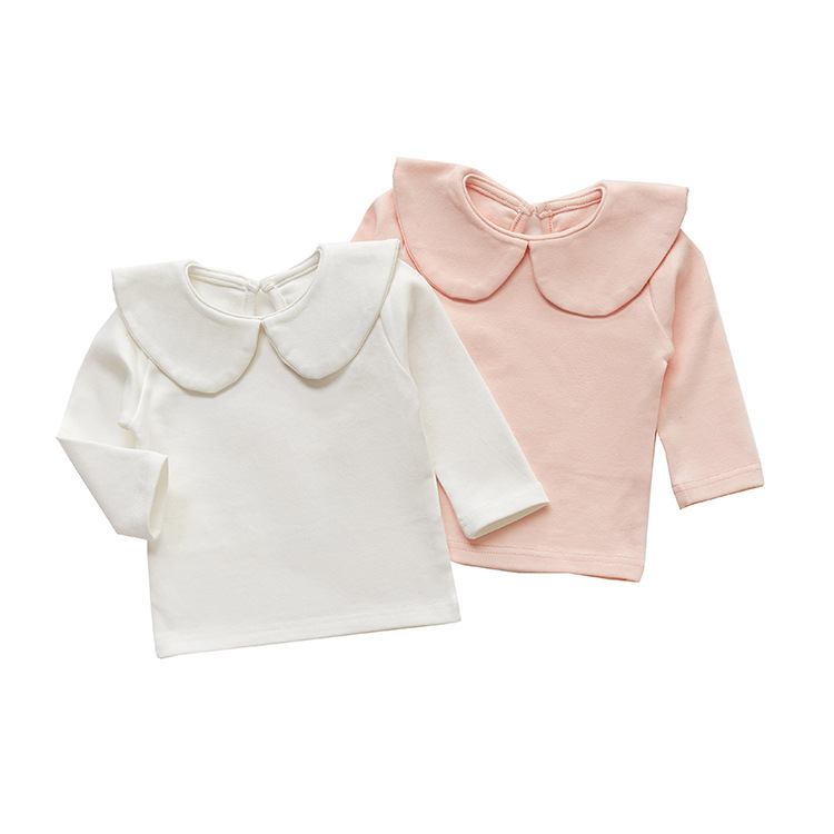 Tricou pentru copii cu mâneci lungi, guler tip lapel, 95% bumbac, pentru vârsta 1–3 ani, primăvară și toamnă