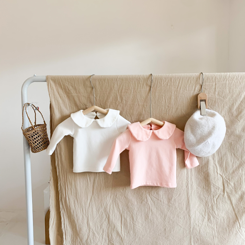 Tricou pentru copii cu mâneci lungi, guler tip lapel, 95% bumbac, pentru vârsta 1–3 ani, primăvară și toamnă