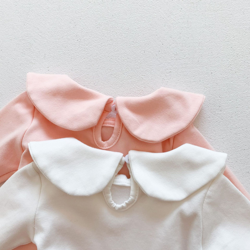 Tricou pentru copii cu mâneci lungi, guler tip lapel, 95% bumbac, pentru vârsta 1–3 ani, primăvară și toamnă