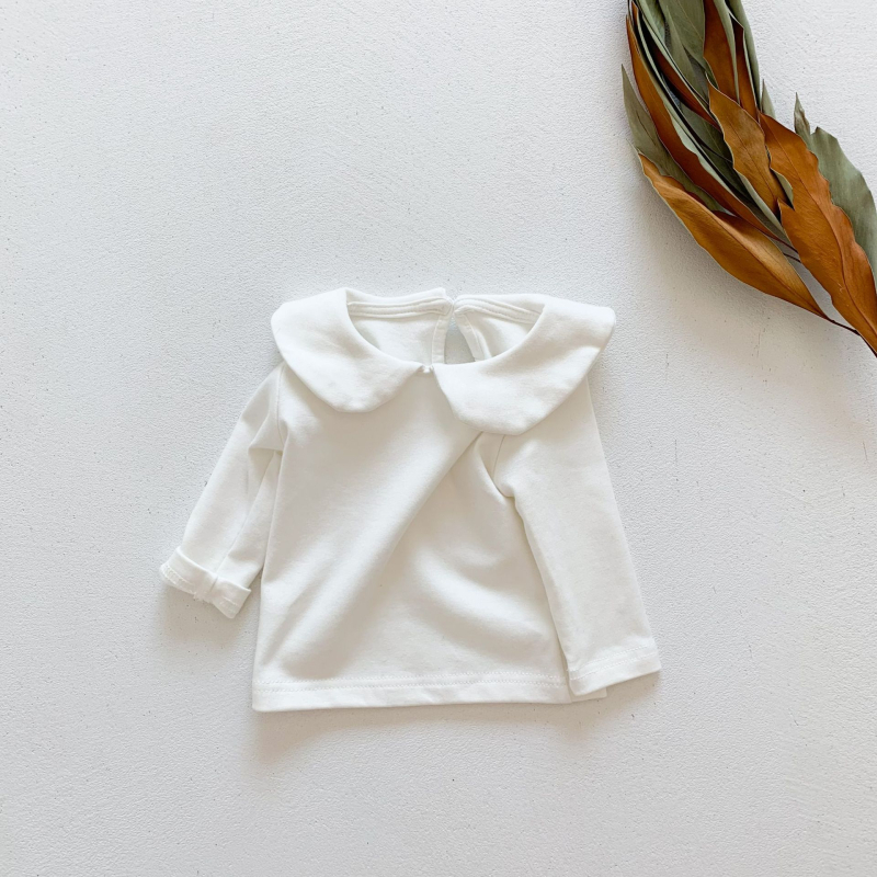 Tricou pentru copii cu mâneci lungi, guler tip lapel, 95% bumbac, pentru vârsta 1–3 ani, primăvară și toamnă