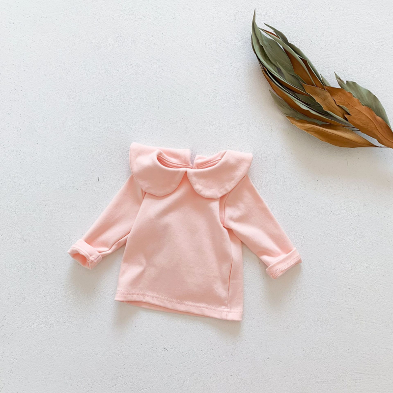 Tricou pentru copii cu mâneci lungi, guler tip lapel, 95% bumbac, pentru vârsta 1–3 ani, primăvară și toamnă