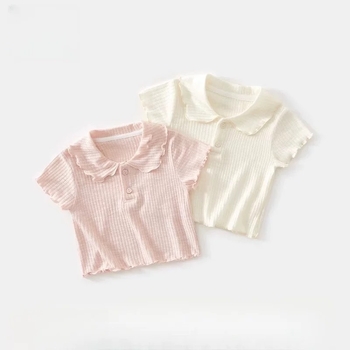 Tricou pentru copii din bumbac, mânecă scurtă, guler rotund, evacuare umezeală, vară 2025