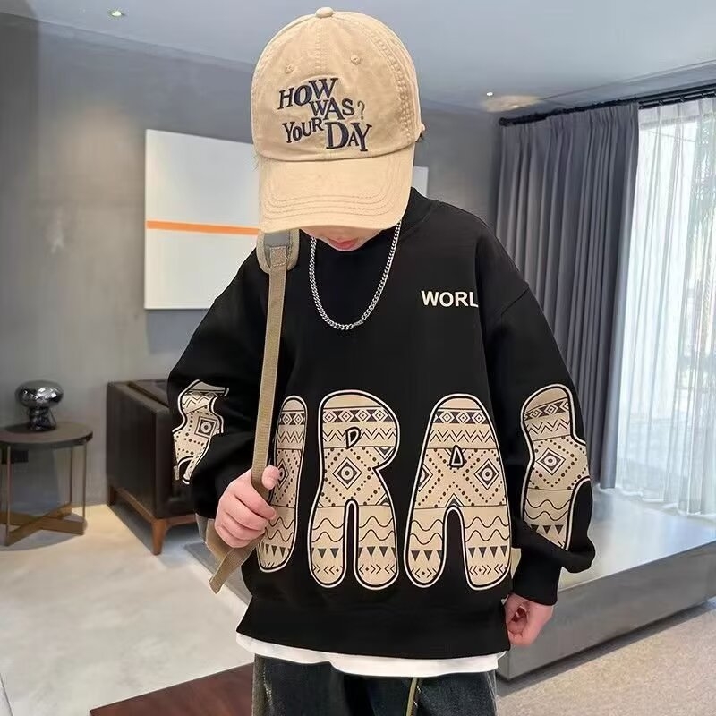 Sweatshirt pentru copii în stil coreean, din bumbac, mâneci lungi, pulover, primăvară-toamnă