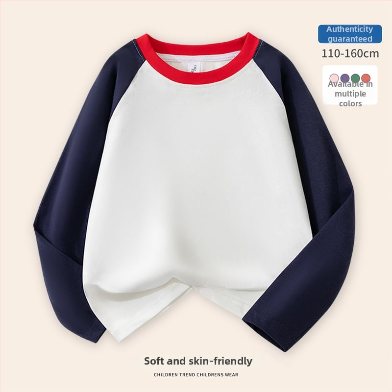 Tricou pentru băieți din bumbac 100%, cu mânecă lungă, guler rotund, imprimeu desen animat, primăvară-toamnă.